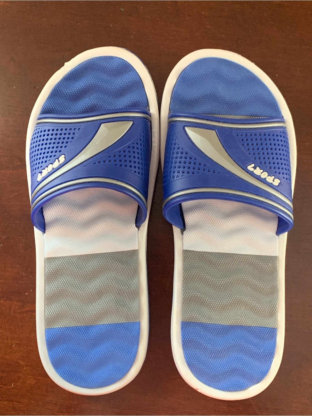 Men's Blue & White Slide Sandals - Sport Design